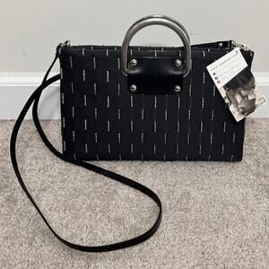NWT Add Libb Fabric Double Handle Handbag with Removable Strap Black